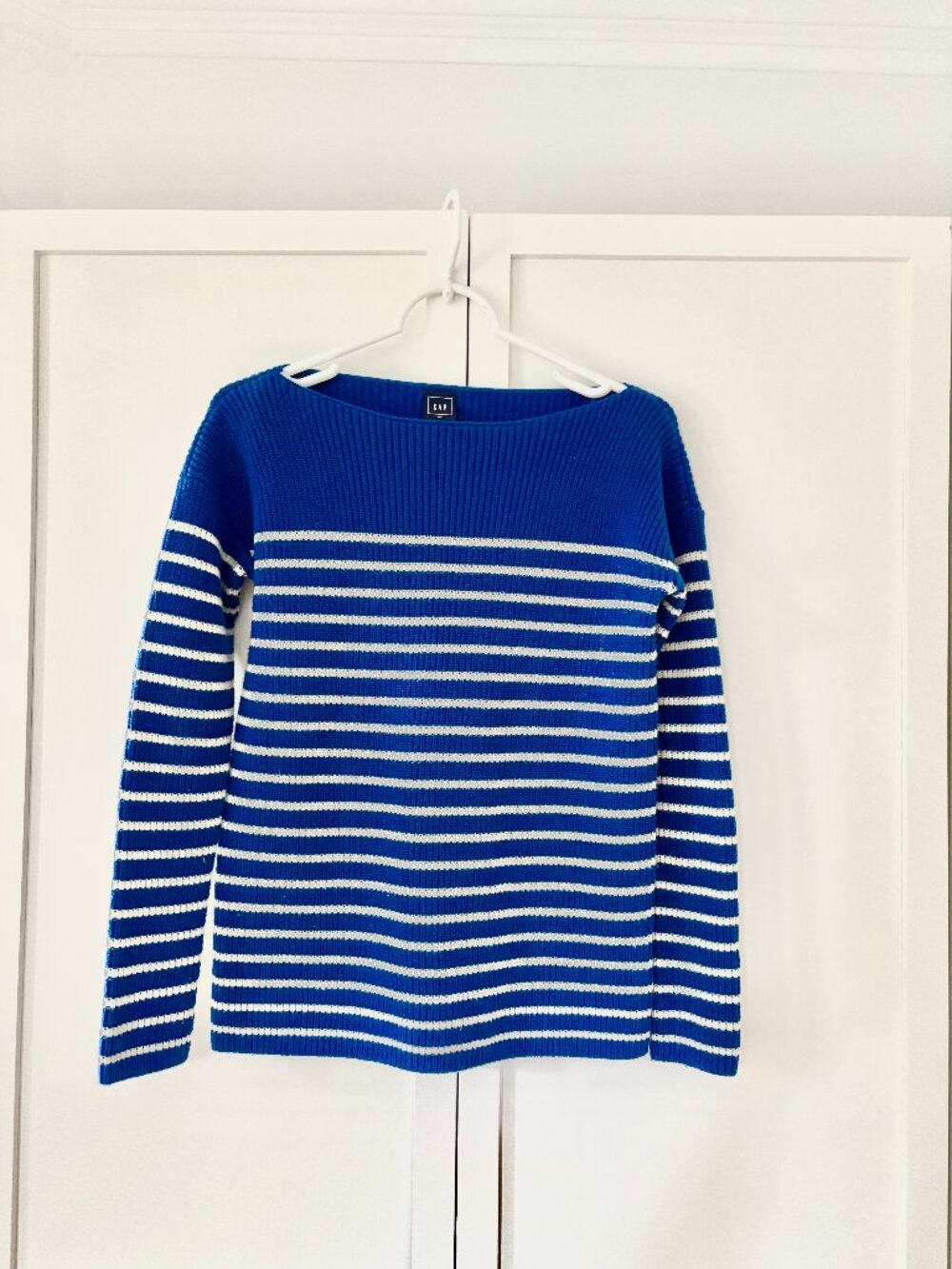 GAP royal blue boat neck knit sweater (size XS)